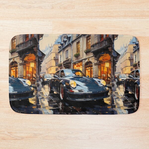 Item preview, Iconic Retro Car Surrounded By Beautiful Old Town Architecture designed and sold by RevUpDesign.