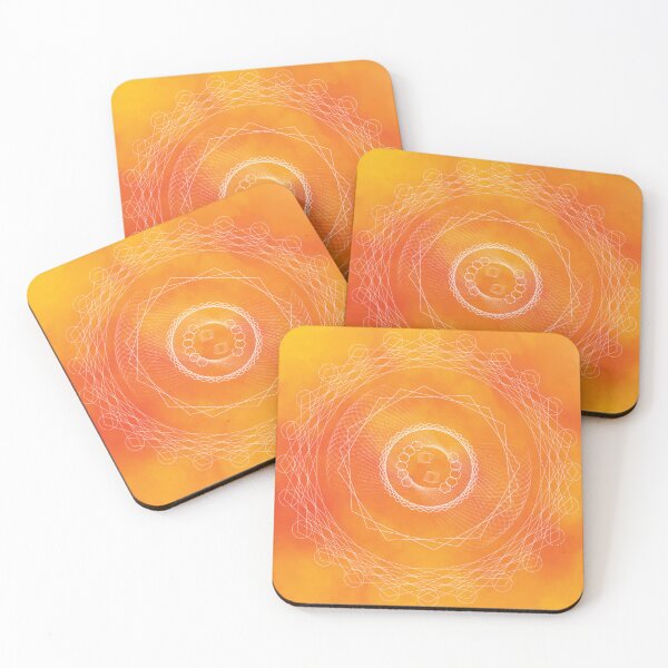 Item preview, Geometric Spirograph Pattern Yellow Red Orange Watercolor designed and sold by AfterCoffee.