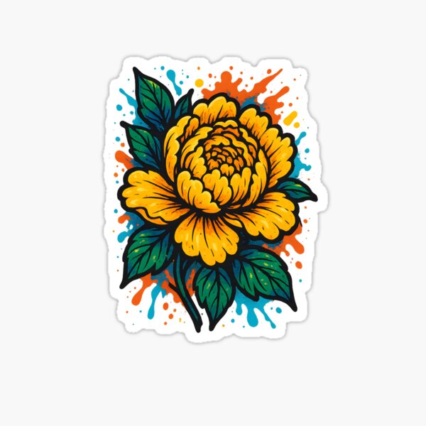 Aperçu de l'œuvre La puissance de la pivoine jaune – Explosion florale du street art créée et vendue par Toftart.
