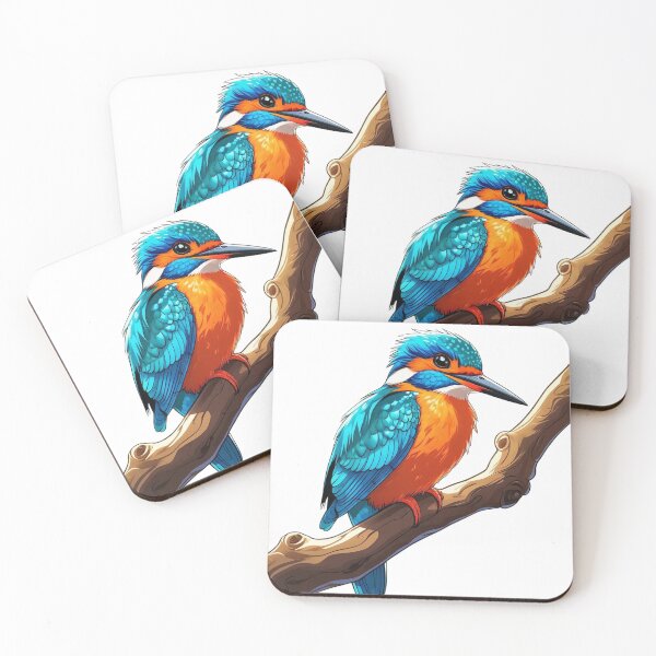 Item preview, Colorful Kingfisher Cartoon on Branch – Vibrant Bird Illustration designed and sold by dijjaboutique.