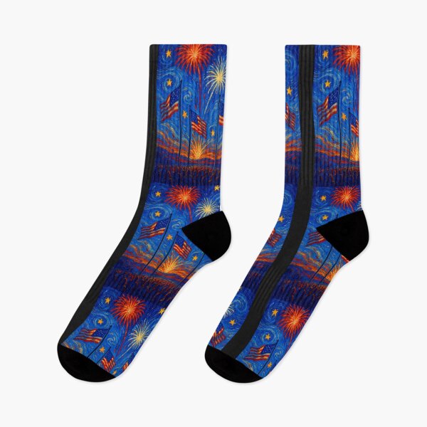 Item preview, Matching Flag USA July 4th Van Gogh Starry Night Fireworks designed and sold by cawtoon.