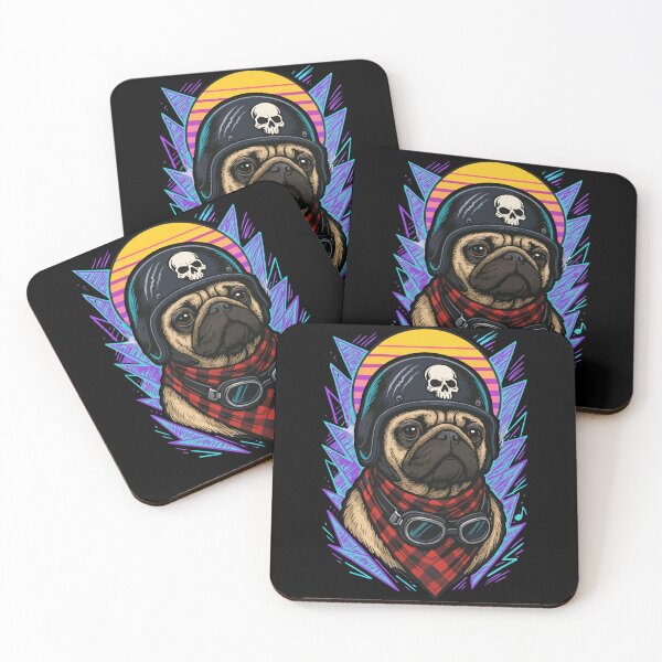 Item preview, Biker Pug Dog Skull Helmet Retro designed and sold by TomFrontierArt.