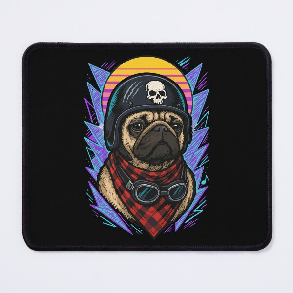 Item preview, Biker Pug Dog Skull Helmet Retro designed and sold by TomFrontierArt.