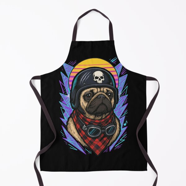 Item preview, Biker Pug Dog Skull Helmet Retro designed and sold by TomFrontierArt.