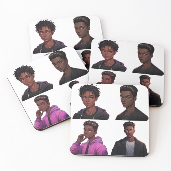 Item preview, Modern Black Anime Guys - Stylish Character Portraits designed and sold by GTCreations1.
