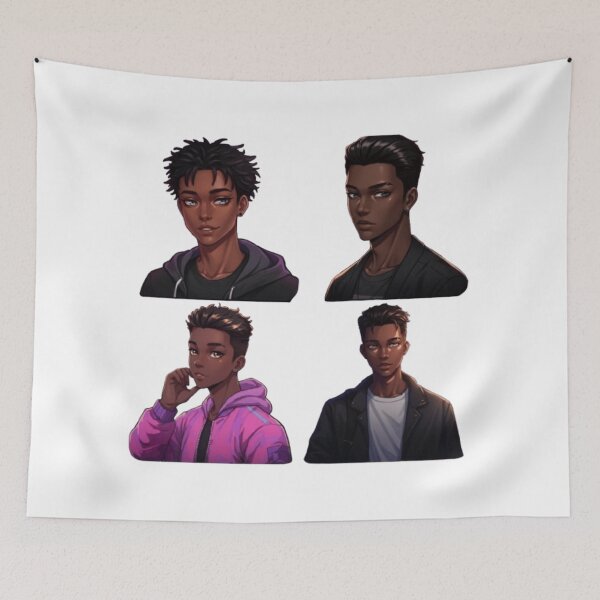 Item preview, Modern Black Anime Guys - Stylish Character Portraits designed and sold by GTCreations1.