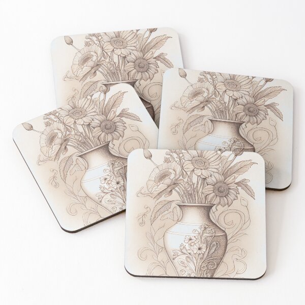Item preview, Ornate Bloom: Vintage Floral Vase Drawing designed and sold by ShadowAndSlate.