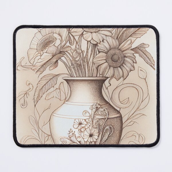Item preview, Ornate Bloom: Vintage Floral Vase Drawing designed and sold by ShadowAndSlate.