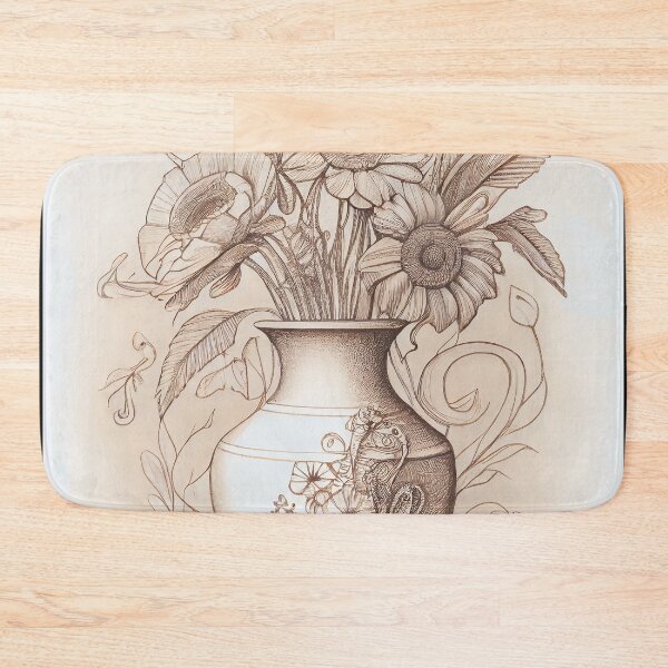 Item preview, Ornate Bloom: Vintage Floral Vase Drawing designed and sold by ShadowAndSlate.