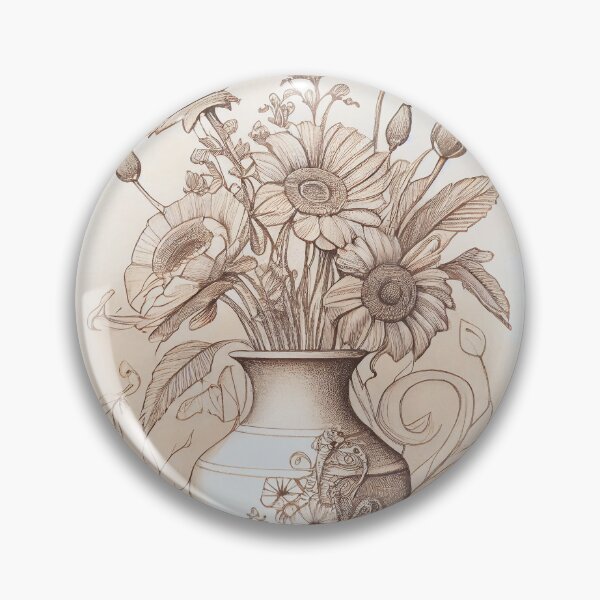 Item preview, Ornate Bloom: Vintage Floral Vase Drawing designed and sold by ShadowAndSlate.