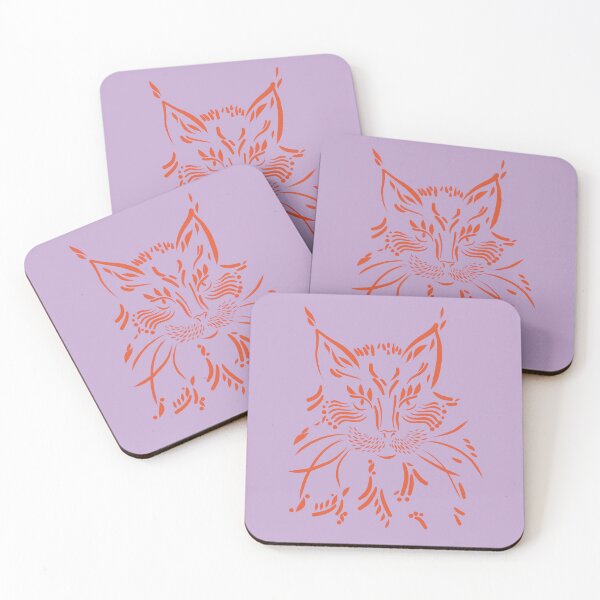 Item preview, Maggie Cat Henna Style Deep Orange on Lilac designed and sold by Elki-Studio.