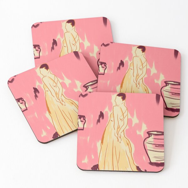 Item preview, Pink Room, A Woman in Yellow with Pottery Around, Back Turned, Lost in Thought designed and sold by Kintsugi99.