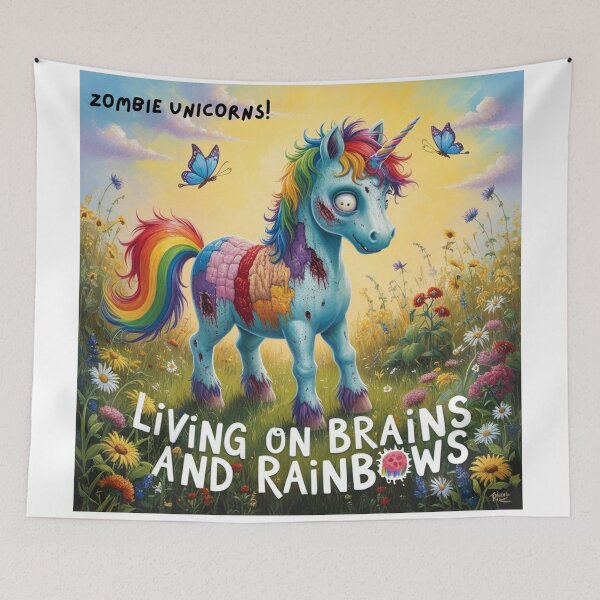 Item preview, Zombie Unicorn: Living on brains and rainbows 1 designed and sold by FolkloreMacabre.