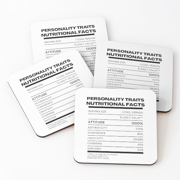 Item preview, Personality Traits Nutrition Fact Typography designed and sold by rebuZZ-Apparels-The Minimalistic Buzz.