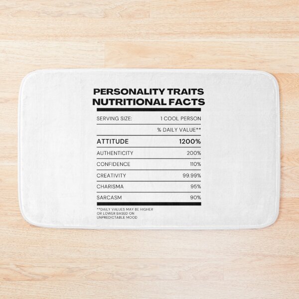 Item preview, Personality Traits Nutrition Fact Typography designed and sold by rebuZZ-Apparels-The Minimalistic Buzz.