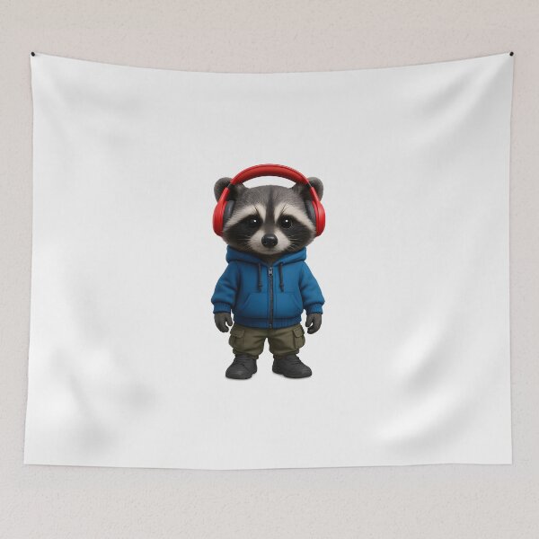 Item preview, Cool Raccoon with Headphones and Cargo Pants designed and sold by WolfPixelRo.