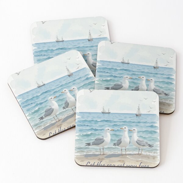 Item preview, Let the Sea Set You Free Quote – Beach and Seagull Watercolor designed and sold by countrymouse.