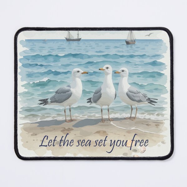 Item preview, Let the Sea Set You Free Quote – Beach and Seagull Watercolor designed and sold by countrymouse.