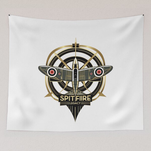 Item preview, Spitfire Legacy – Art Deco Emblem with WWII Fighter Plane designed and sold by jubileejungle.