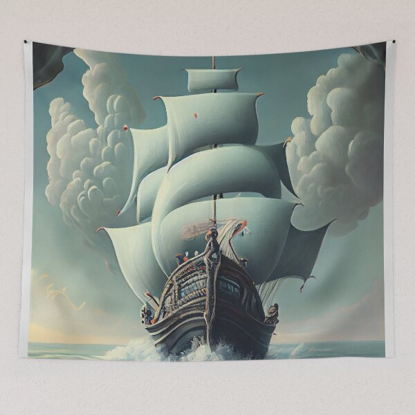 Item preview, Majestic Voyage: Grand Sailboat on Stormy Seas designed and sold by ShadowAndSlate.