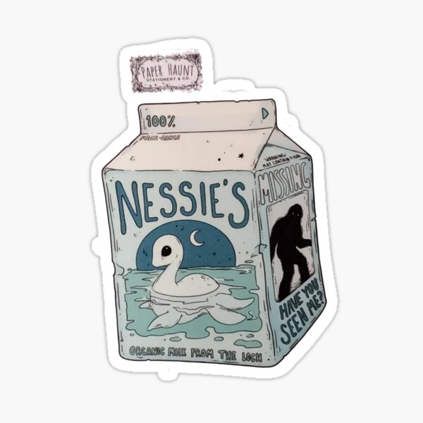 Item preview, Nessie Milk Carton STICKER designed and sold by Walmarval ⭐⭐⭐⭐⭐.