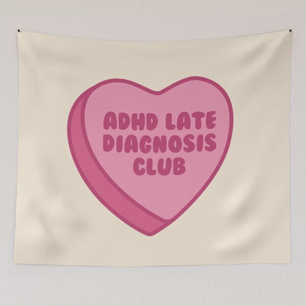 Item preview, ADHD late diagnosis club - pink heart  designed and sold by jessicaleah15.