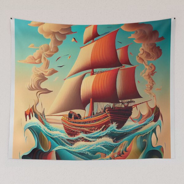 Item preview, Psychedelic Seas: Vibrant Dream Voyage Ship designed and sold by ShadowAndSlate.