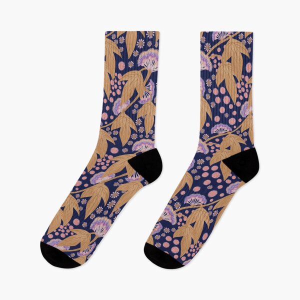 Item preview, Retro Japanese looking floral climbing floral purples galore designed and sold by phatlizzardart.