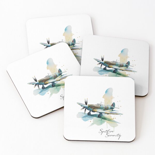 Item preview, Spitfire Serenity – Watercolor WWII Fighter Plane Art Print designed and sold by jubileejungle.