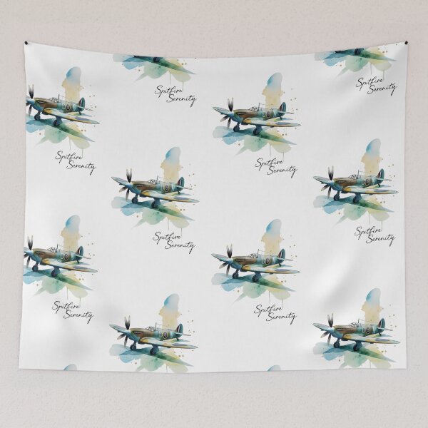 Item preview, Spitfire Serenity – Watercolor WWII Fighter Plane Art Print designed and sold by jubileejungle.