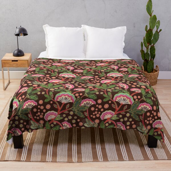Item preview, Retro Japanese looking floral climbing design pinks and greens designed and sold by phatlizzardart.
