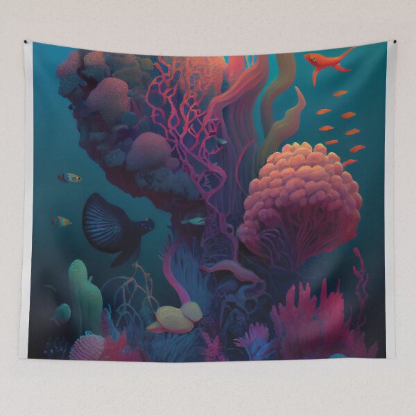 Item preview, Abundant Depths: Lush Coral Garden & Marine Life designed and sold by ShadowAndSlate.