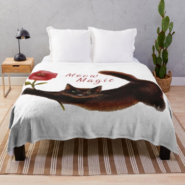 Item preview, Black Cat with Red Flower and Meow Magic Text designed and sold by olenapetol.