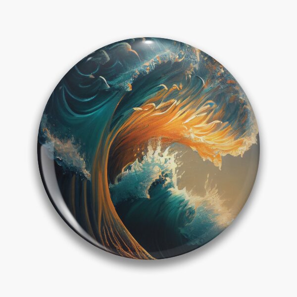 Item preview, Golden Crest: Radiant Ocean Wave Art designed and sold by ShadowAndSlate.