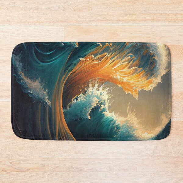 Item preview, Golden Crest: Radiant Ocean Wave Art designed and sold by ShadowAndSlate.