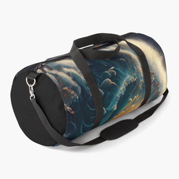 Item preview, Golden Crest: Radiant Ocean Wave Art designed and sold by ShadowAndSlate.