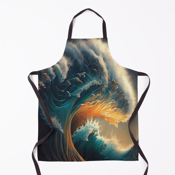 Item preview, Golden Crest: Radiant Ocean Wave Art designed and sold by ShadowAndSlate.