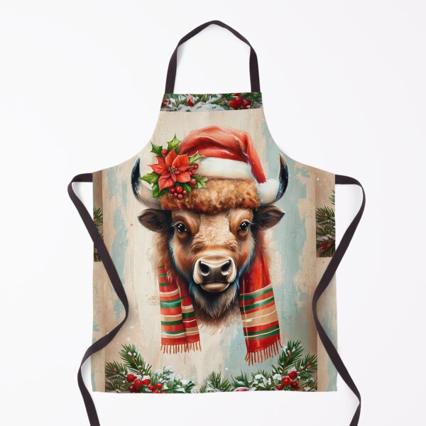 Item preview, Festive Christmas Buffalo with Santa Hat and Scarf designed and sold by artenvironments.