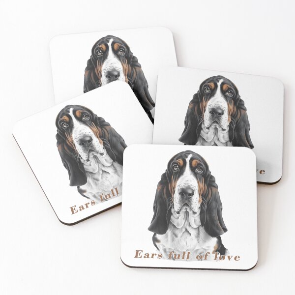 Item preview, Black Basset Hound – Ears Full of Love designed and sold by Pawtraitvibes.