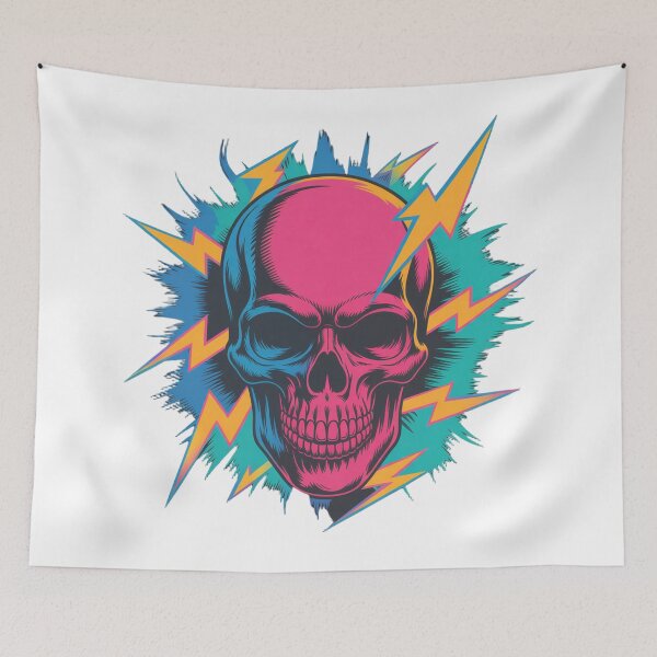 Item preview, Electrifying Pop Art Skull - Modern Retro Design designed and sold by PixelMuse2024.