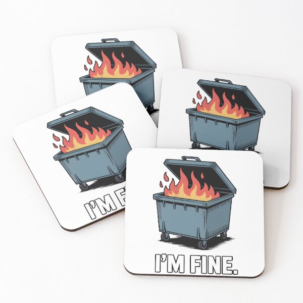 Item preview, I'm Fine Dumpster Fire Sarcastic Deadpan Humour Design designed and sold by Altered Pixels.