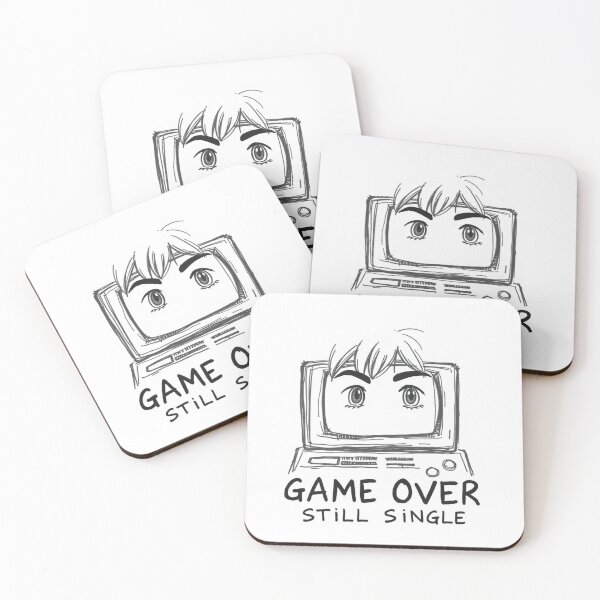 Item preview, "Game Over – Still Single" Retro Sketch Tee / Print designed and sold by apoknight.