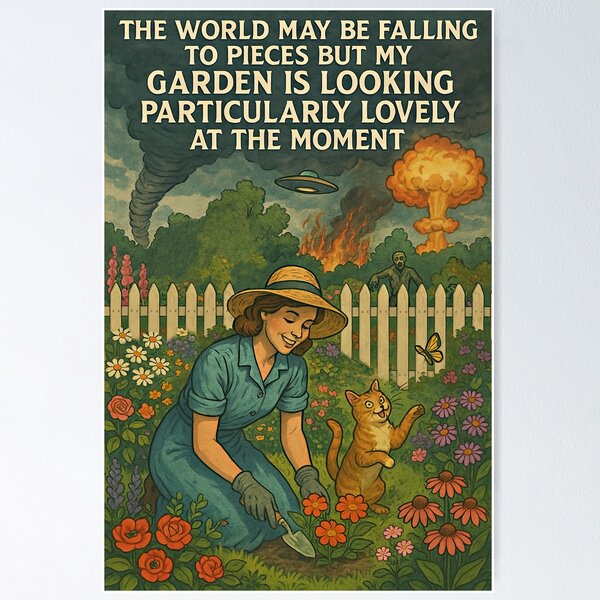 Item preview, The world may be falling to pieces but my garden is looking particularly lovely at the moment designed and sold by GlitterandDecay.