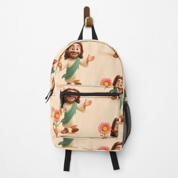 Item preview, Cute 3D Cartoon Jesus Holding a Flower – Wholesome Christian Art Design designed and sold by CrossCrafted.