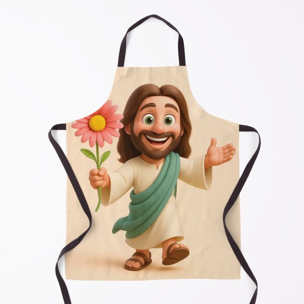 Item preview, Cute 3D Cartoon Jesus Holding a Flower – Wholesome Christian Art Design designed and sold by CrossCrafted.