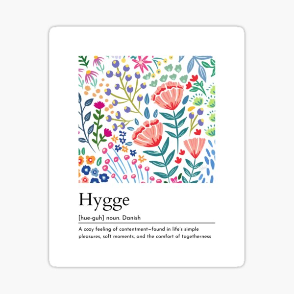 Item preview, Hygge Danish Cozy Definition Design, Folk Florals, Colorful Scandinavian folk art designed and sold by Natasha May Design.