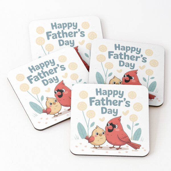 Aperçu de l'œuvre Bonne fête des pères – Cardinal Dad & Chick créée et vendue par Brainy Bird's Place.