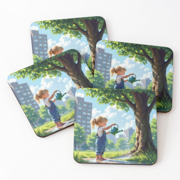 Item preview, Little Girl Watering a Park Tree designed and sold by Maria Dryfhout.