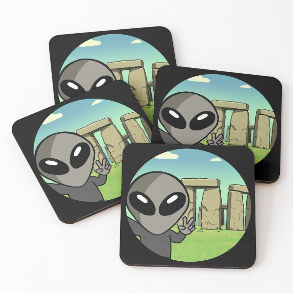 Item preview, Space Alien Selfie Stonehenge Cartoon designed and sold by SpaceAlienTees.