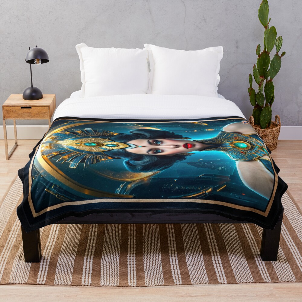 Regal Portrait Of The Enigmatic Beauty Gwendolyn Mathilde Of Capliff AI Concept Art by Xzendor7 3 Regal Portrait Of The Enigmatic Beauty Gwendolyn Mathilde Of Capliff Enthralling AI Concept Art by Xzendor7 Decorative Art Print Throw Blanket